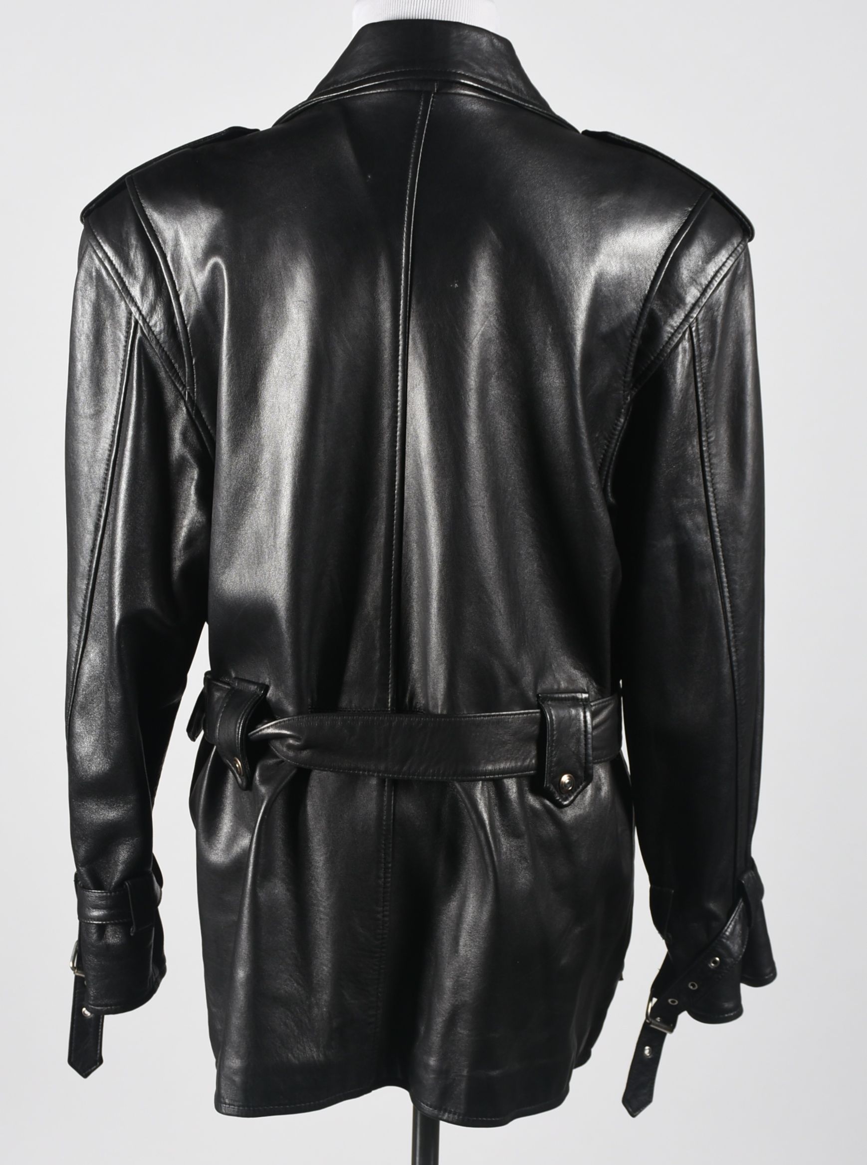 Peter Nygard Black Calfskin Leather Coat