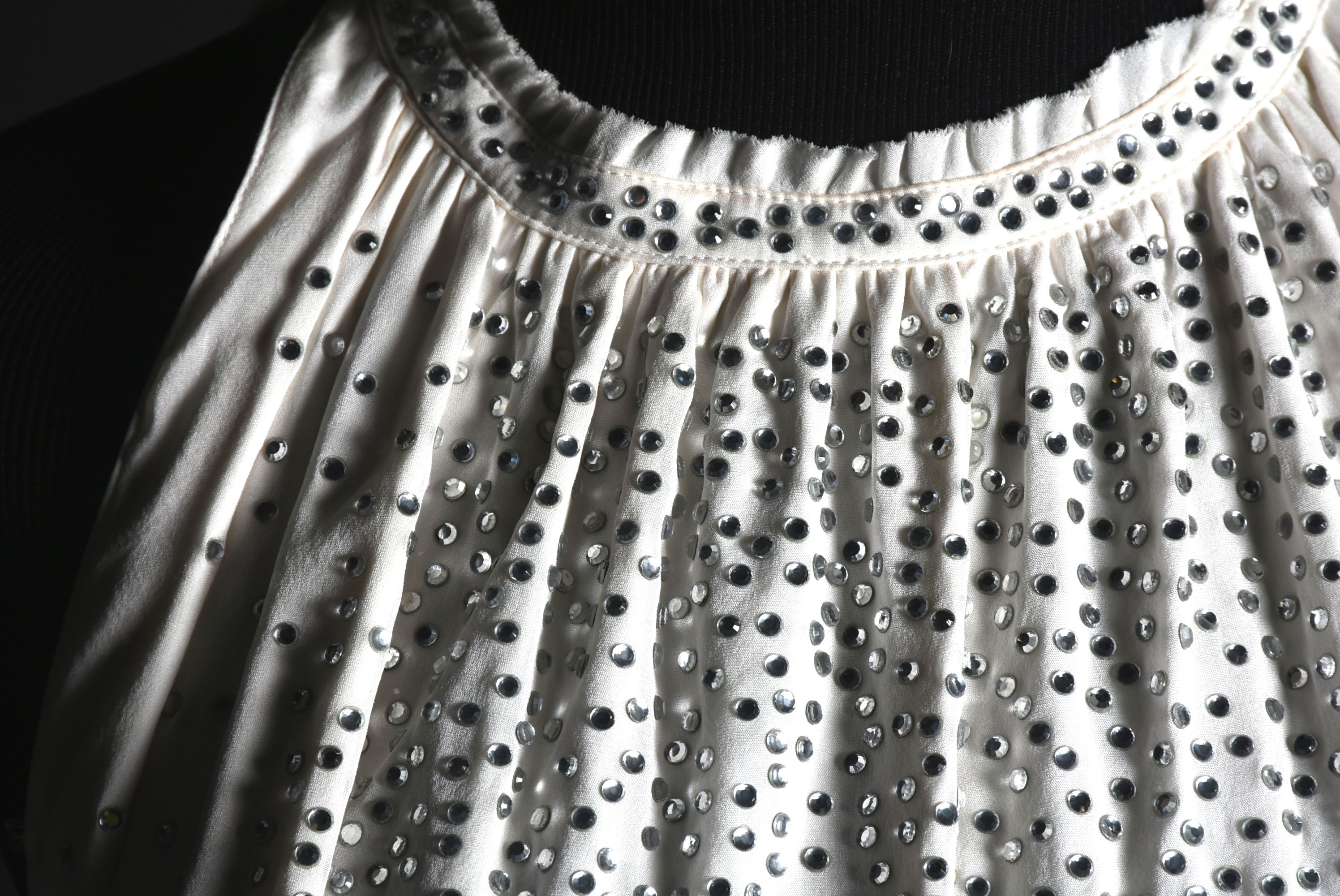 Alice & Olive Ivory Silk Sleeveless Tunic Embellished with Hand Set Crystal Rhinestones