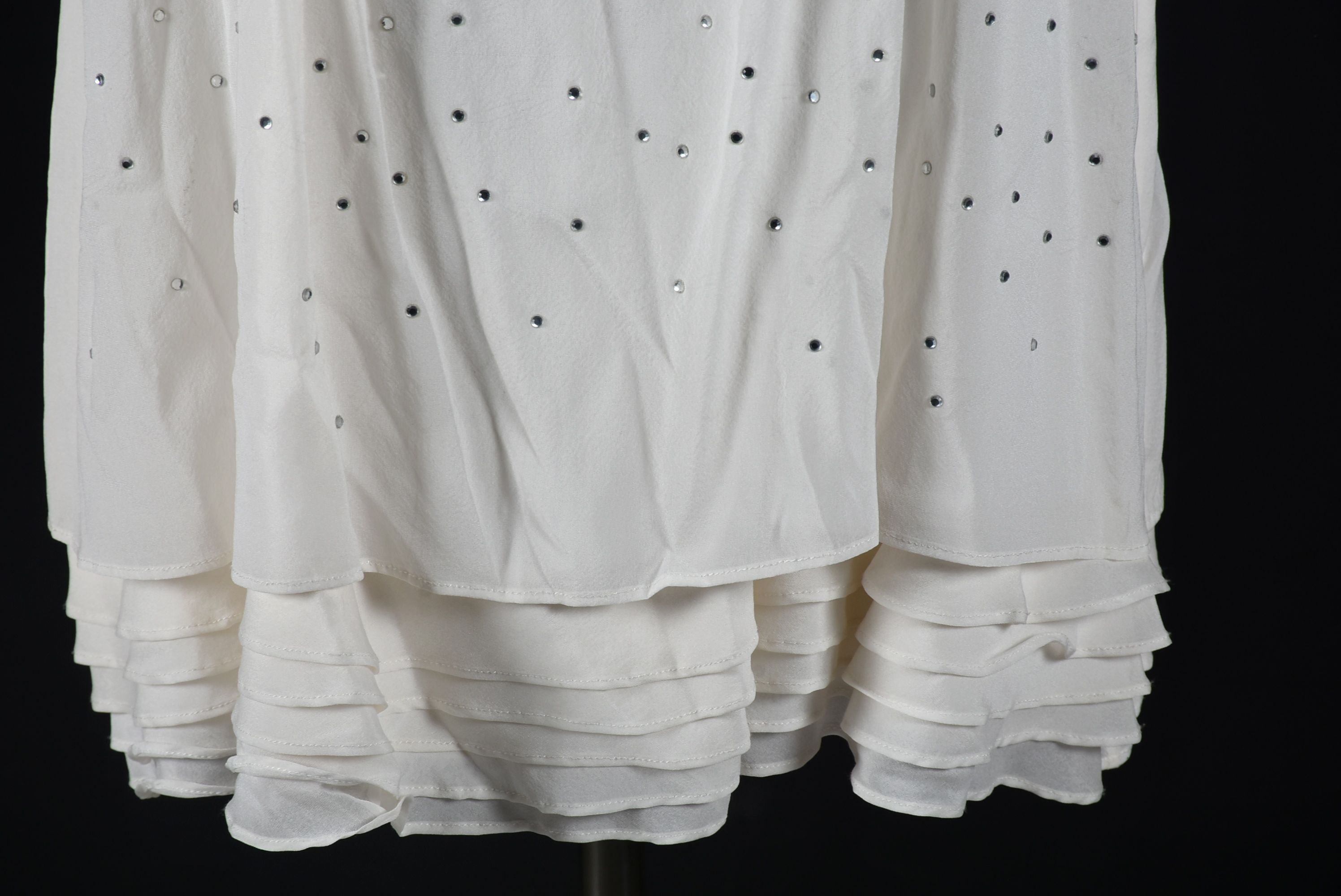 Alice & Olive Ivory Silk Sleeveless Tunic Embellished with Hand Set Crystal Rhinestones