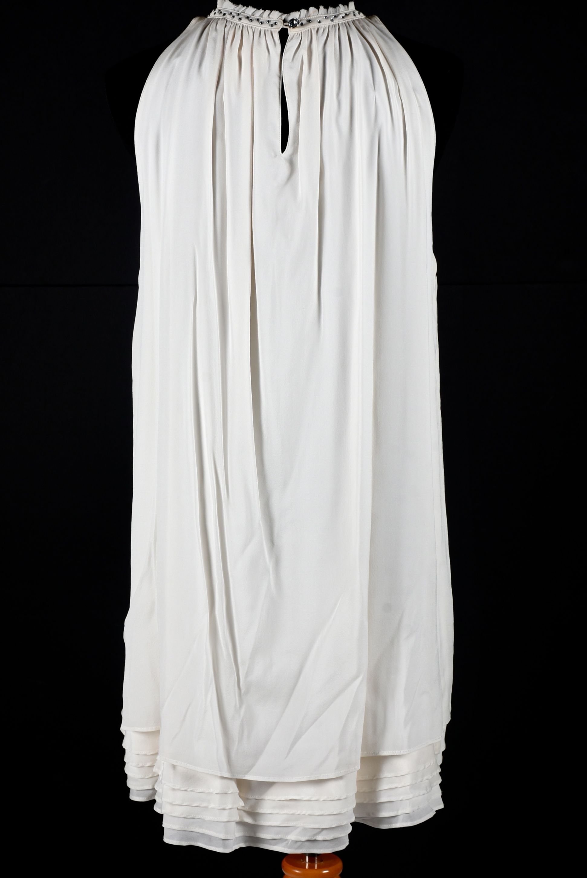 Alice & Olive Ivory Silk Sleeveless Tunic Embellished with Hand Set Crystal Rhinestones