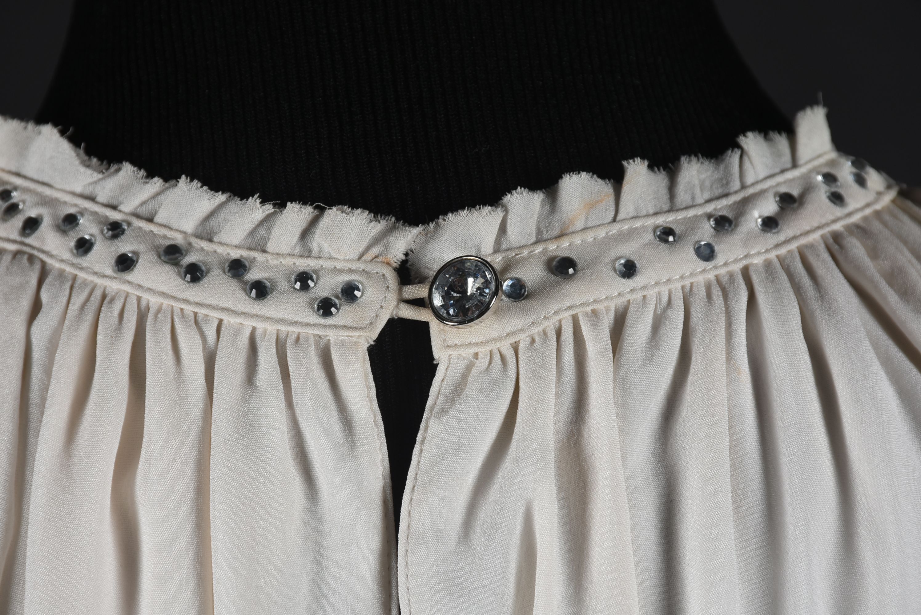 Alice & Olive Ivory Silk Sleeveless Tunic Embellished with Hand Set Crystal Rhinestones