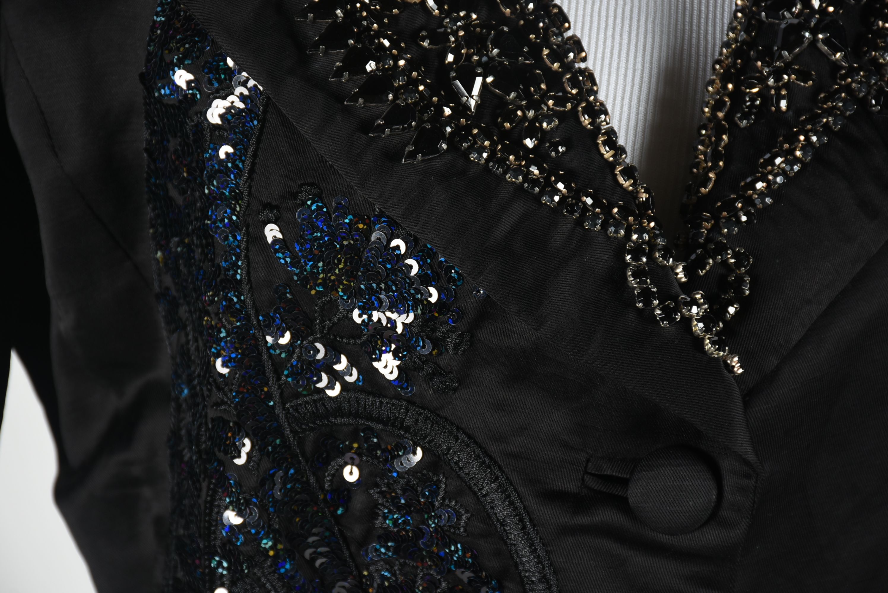 Biya Black Coat Embellished with Sequins and Rhinestones