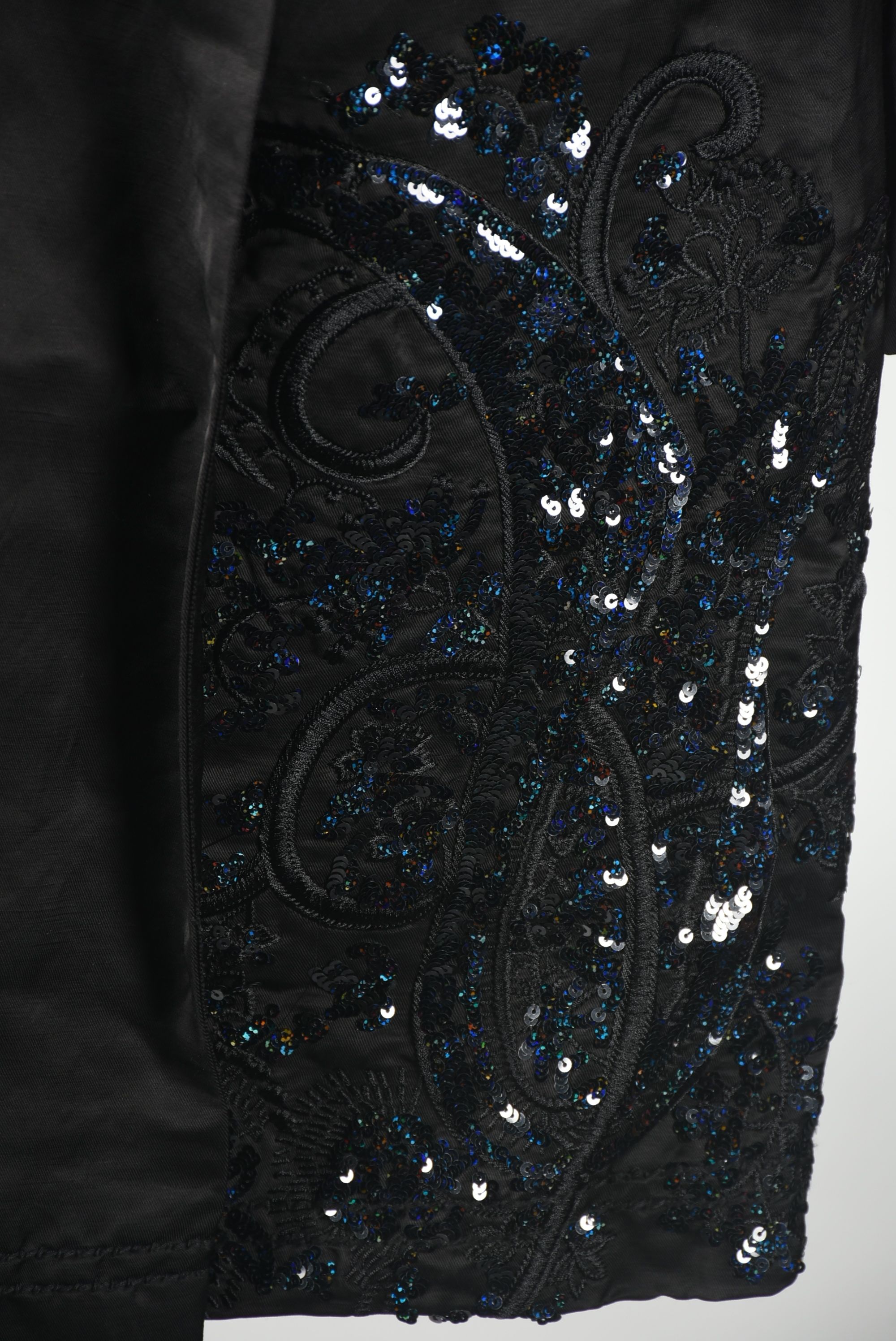 Biya Black Coat Embellished with Sequins and Rhinestones