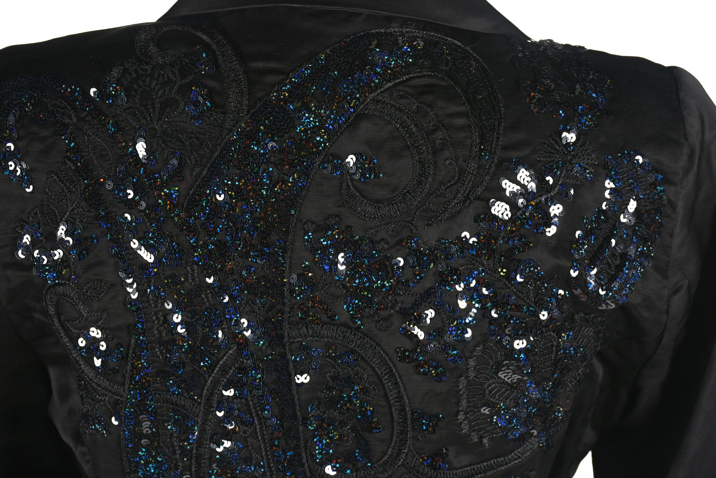 Biya Black Coat Embellished with Sequins and Rhinestones