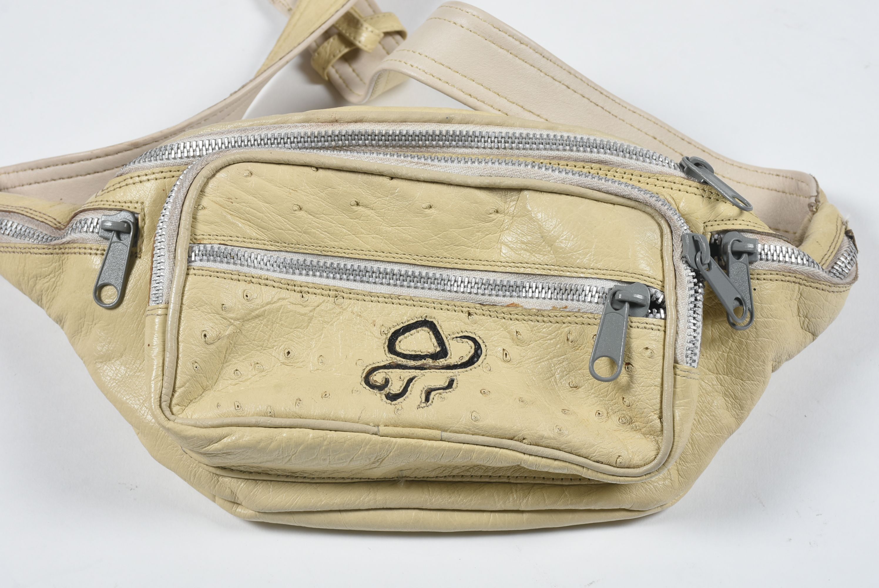 Custom-Made Ostrich Skin Cowgirl Boots with Tanya Tucker Logo and matching Fanny Pack