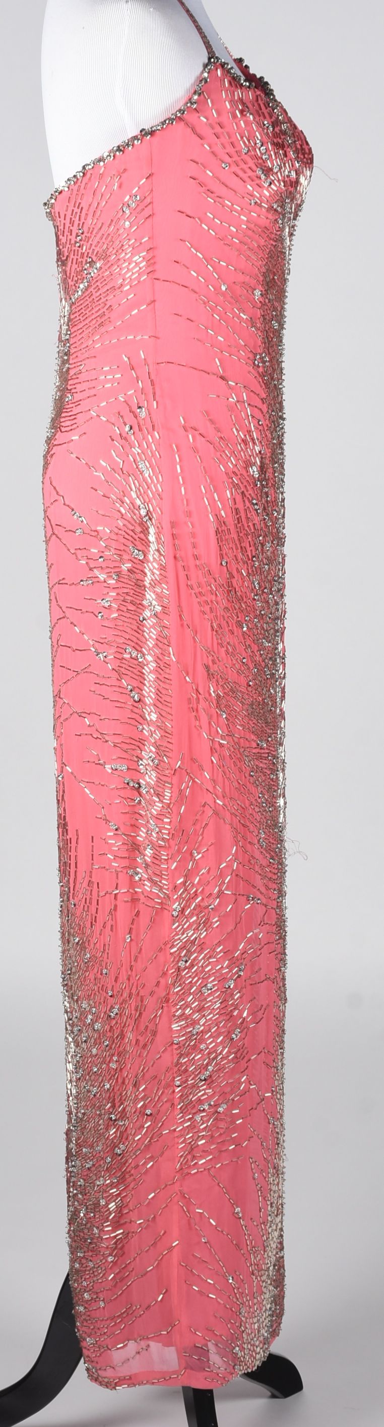 Cache Pink Silk Embellished Formal Gown with Slingbacks