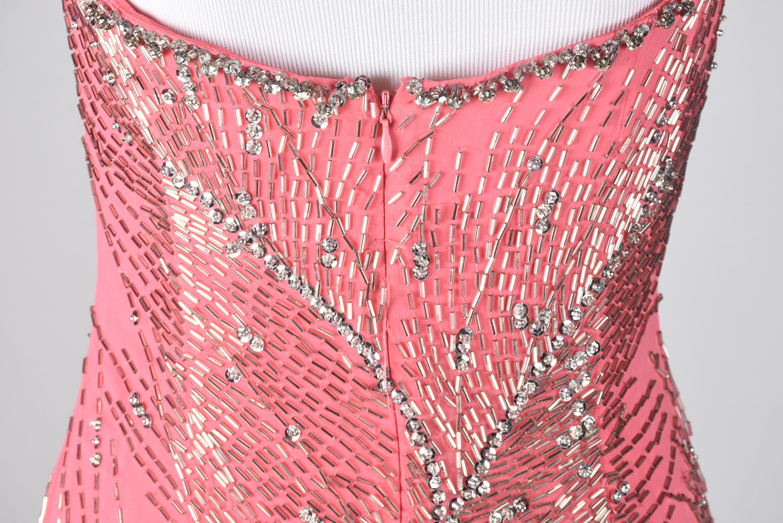 Cache Pink Silk Embellished Formal Gown with Slingbacks