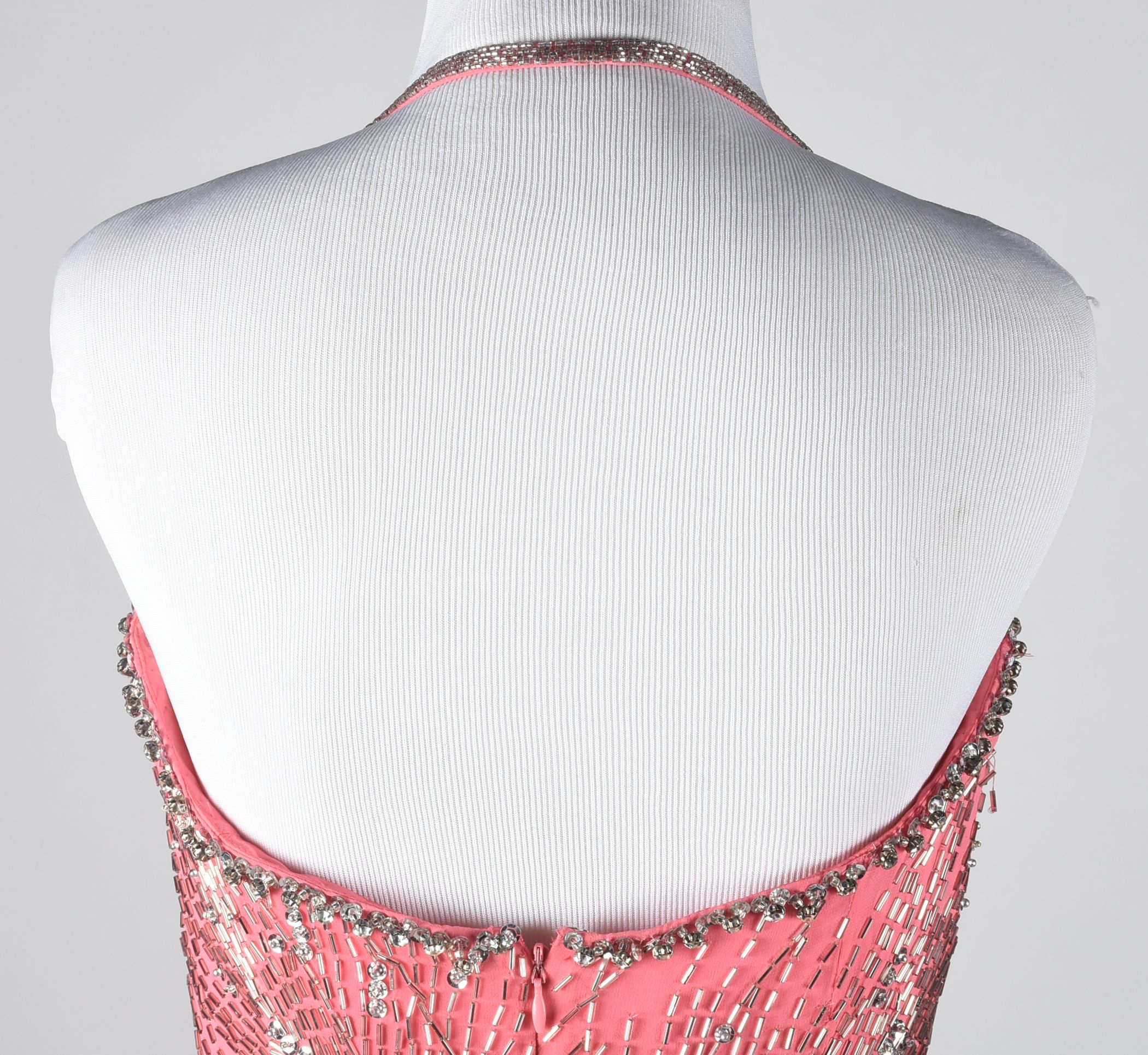 Cache Pink Silk Embellished Formal Gown with Slingbacks