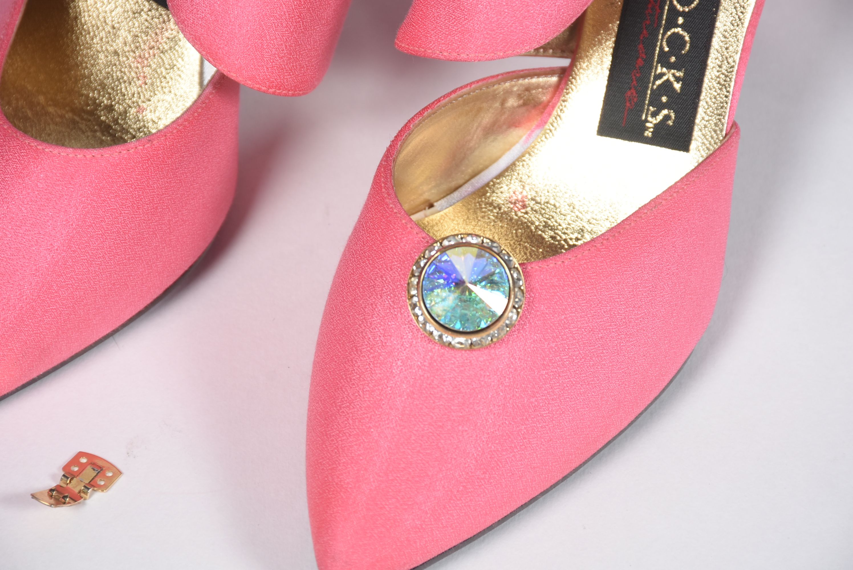 Cache Pink Silk Embellished Formal Gown with Slingbacks