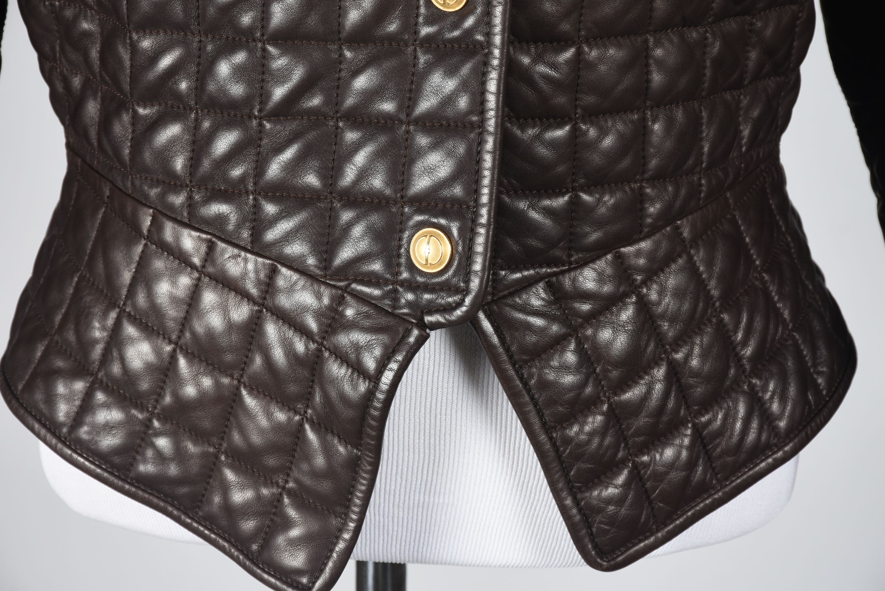 Gucci Brown Leather Quilted Jacket