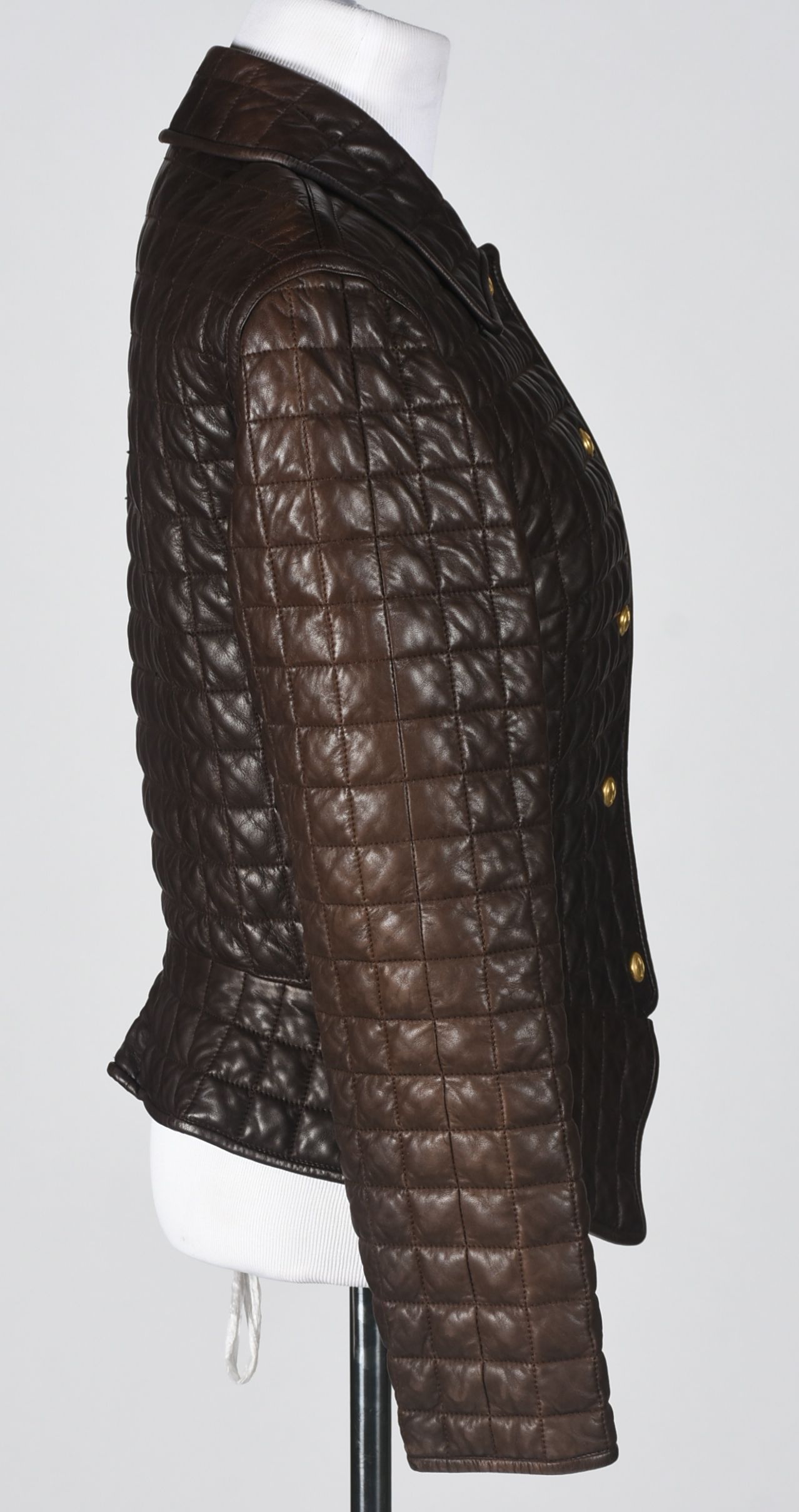 Gucci Brown Leather Quilted Jacket
