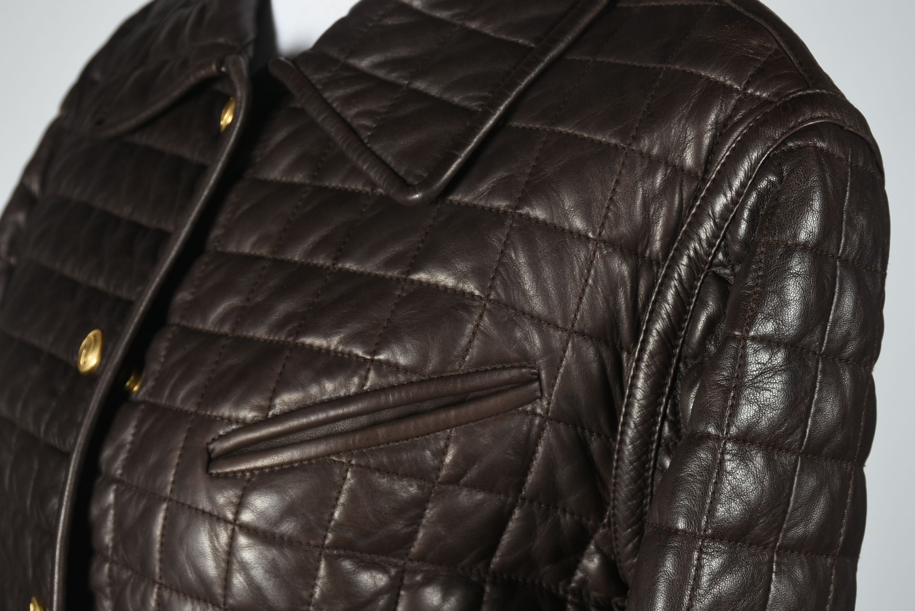 Gucci Brown Leather Quilted Jacket