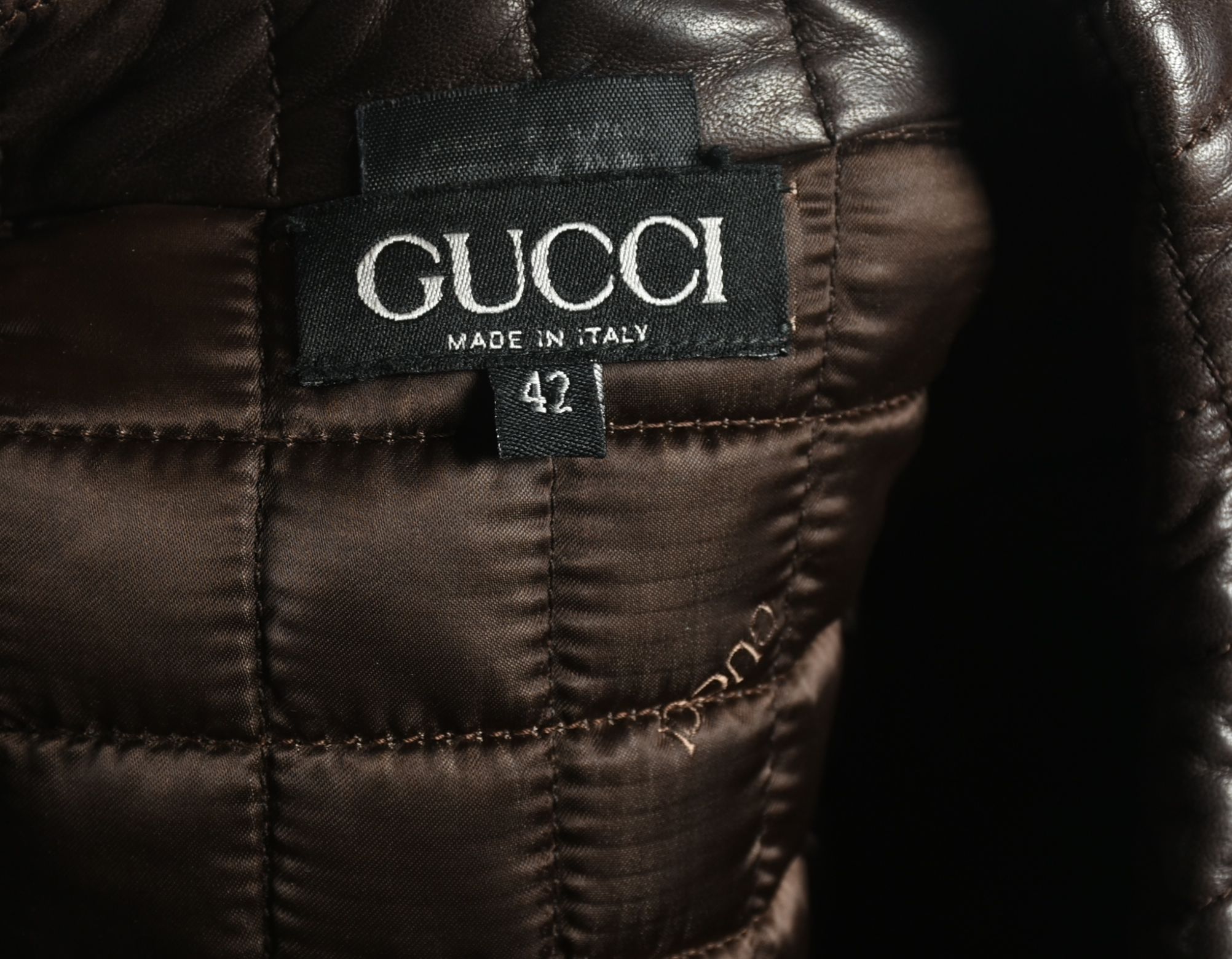Gucci Brown Leather Quilted Jacket