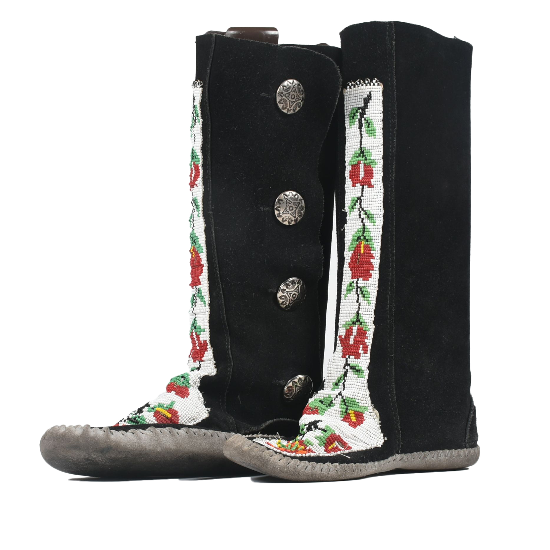 Vintage Black Suede Plains Style Moccasins