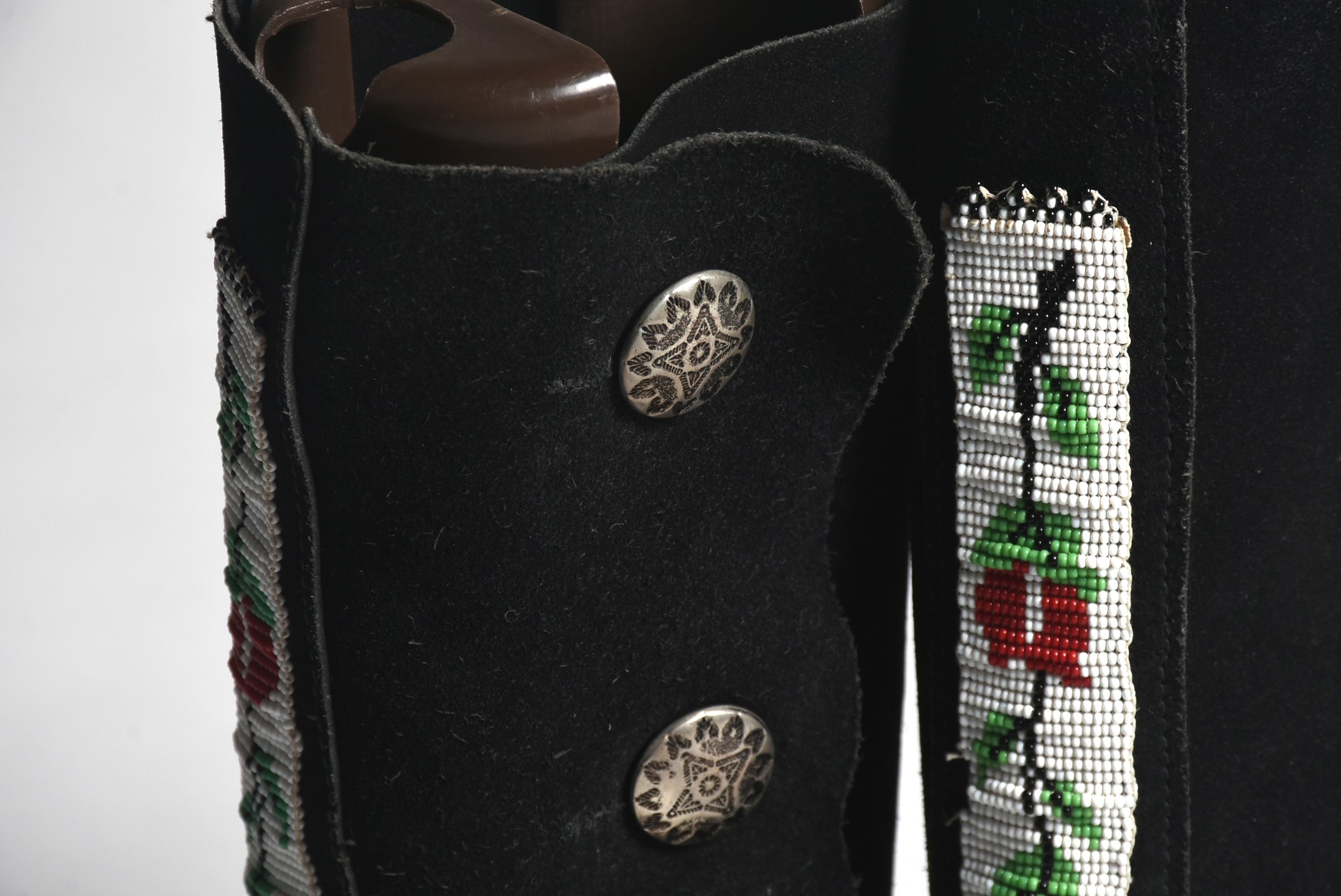 Vintage Black Suede Plains Style Moccasins