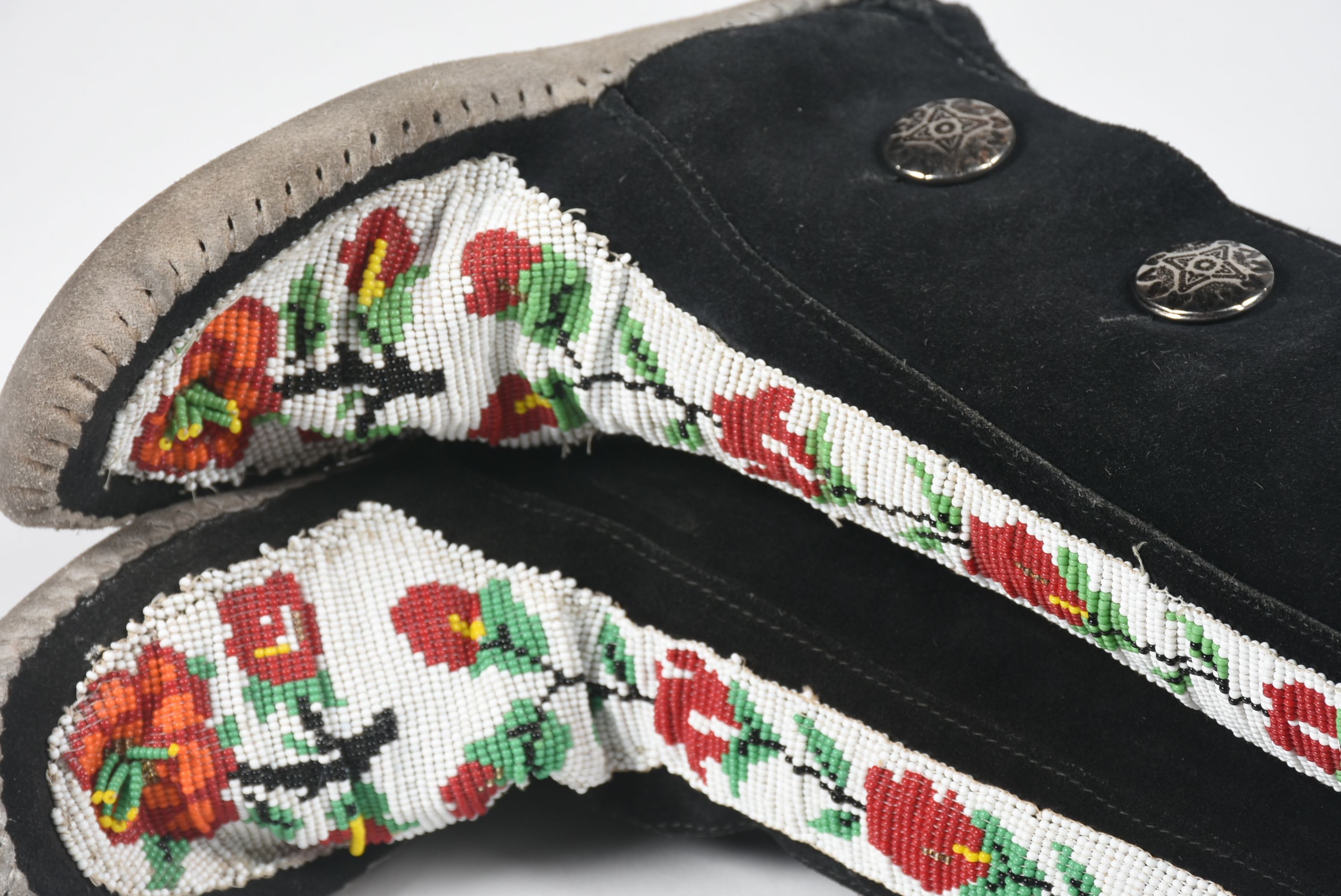 Vintage Black Suede Plains Style Moccasins