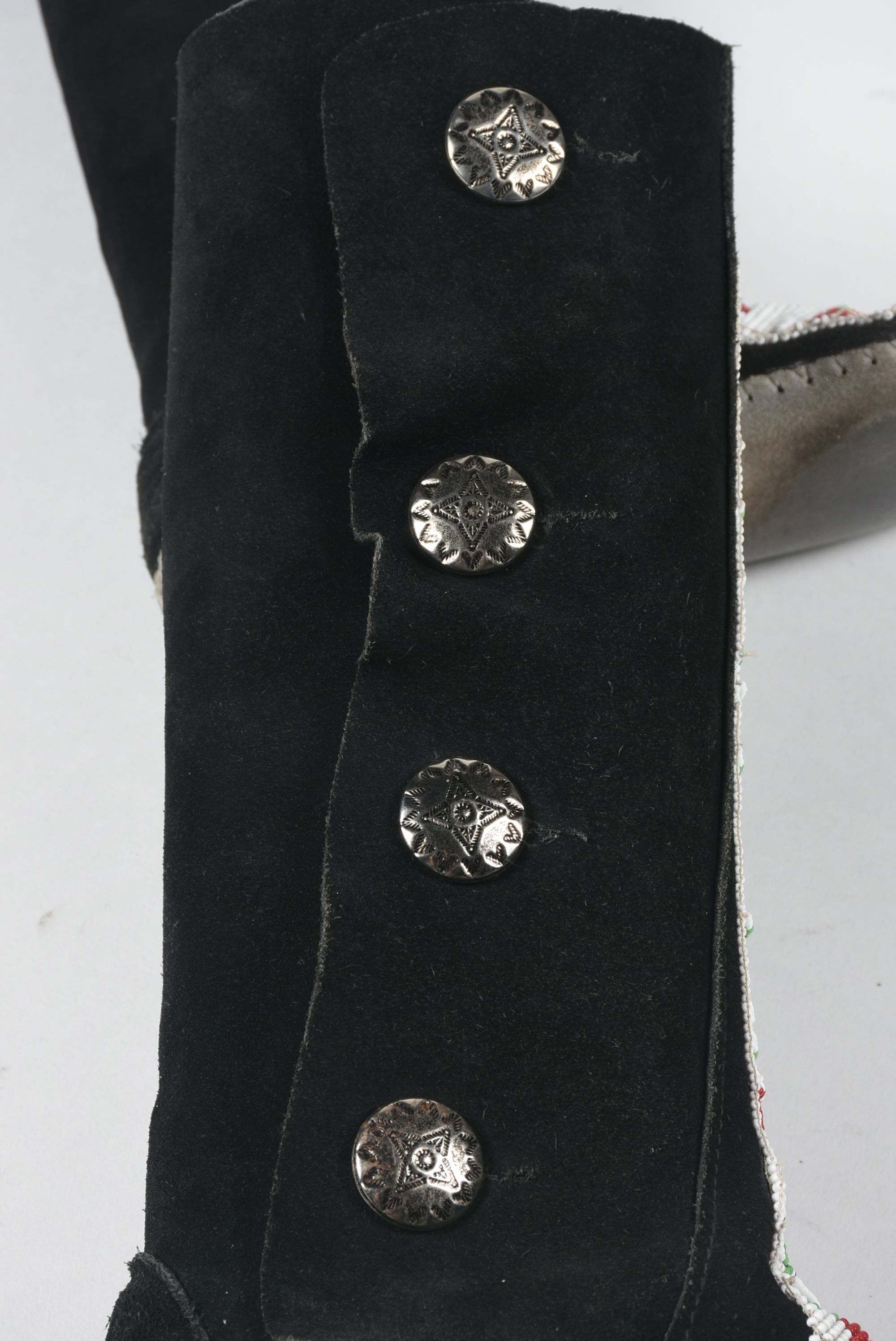 Vintage Black Suede Plains Style Moccasins