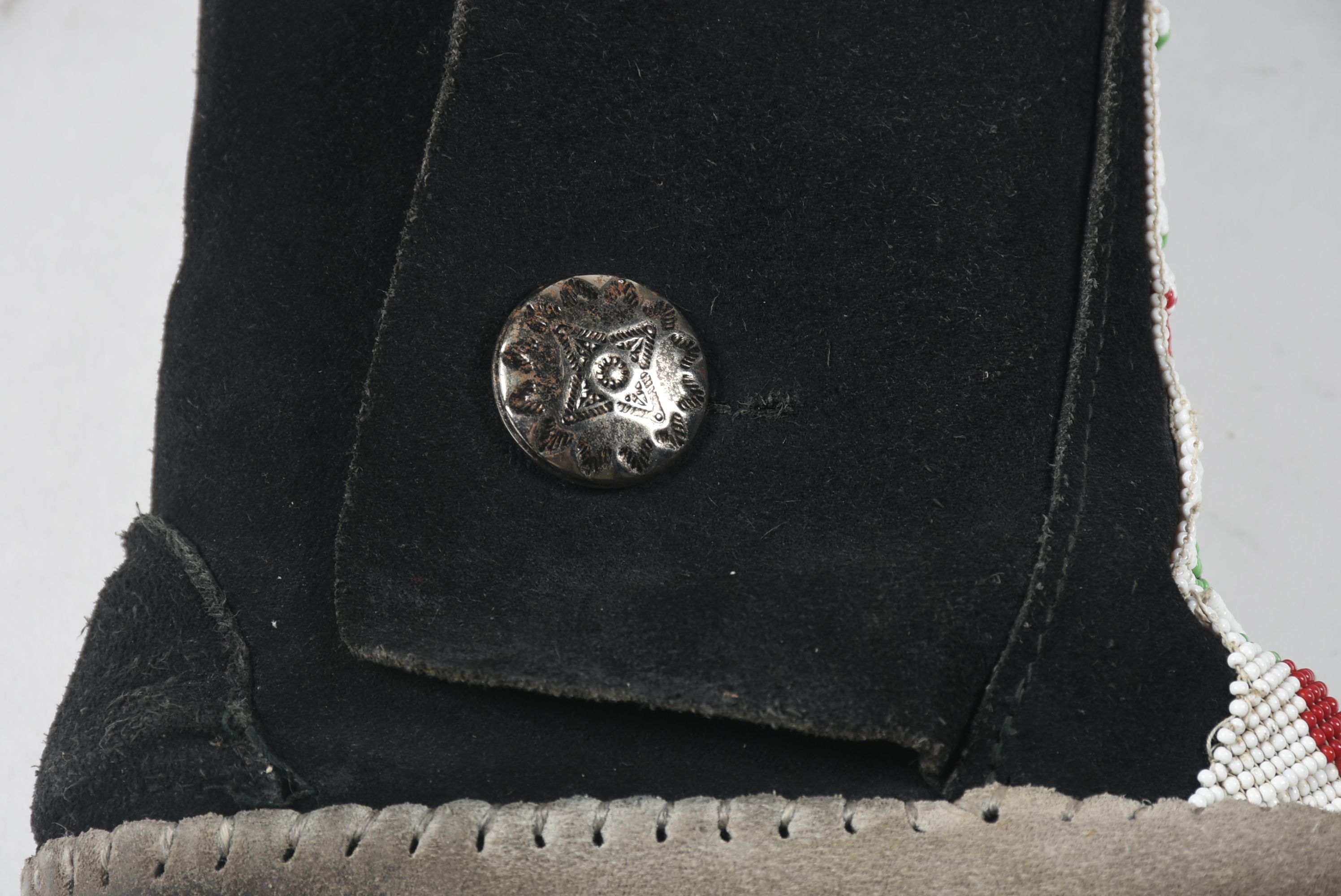 Vintage Black Suede Plains Style Moccasins