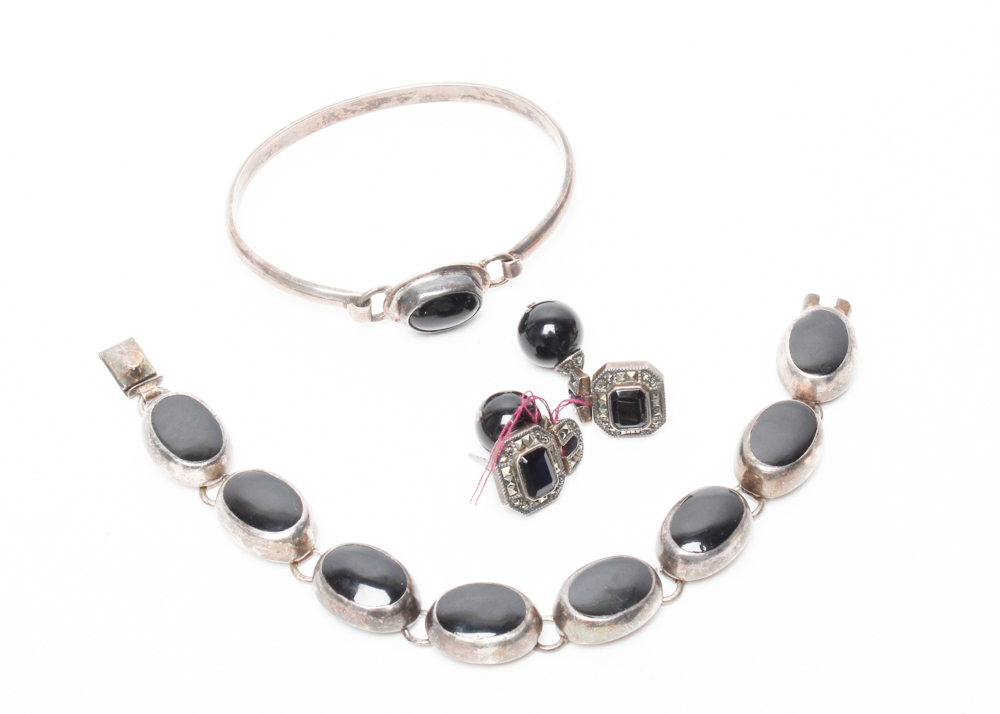 Sterling Silver and Black Enamel Jewelry