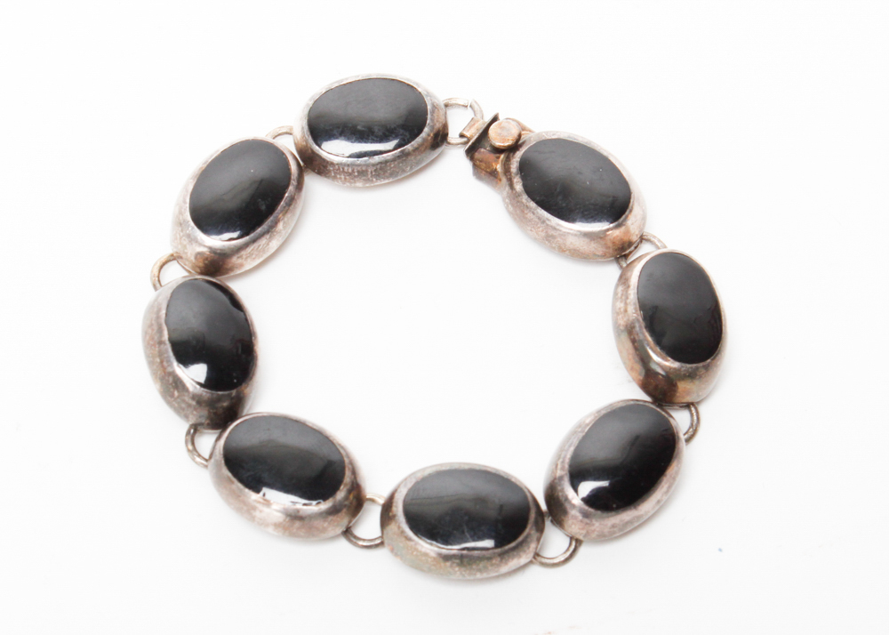 Sterling Silver and Black Enamel Jewelry