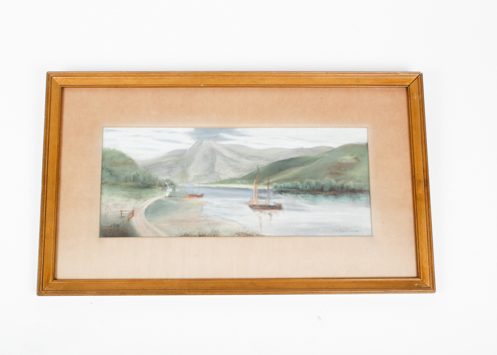Original Signed Pastel Drawing on Paper "On The Rhine"