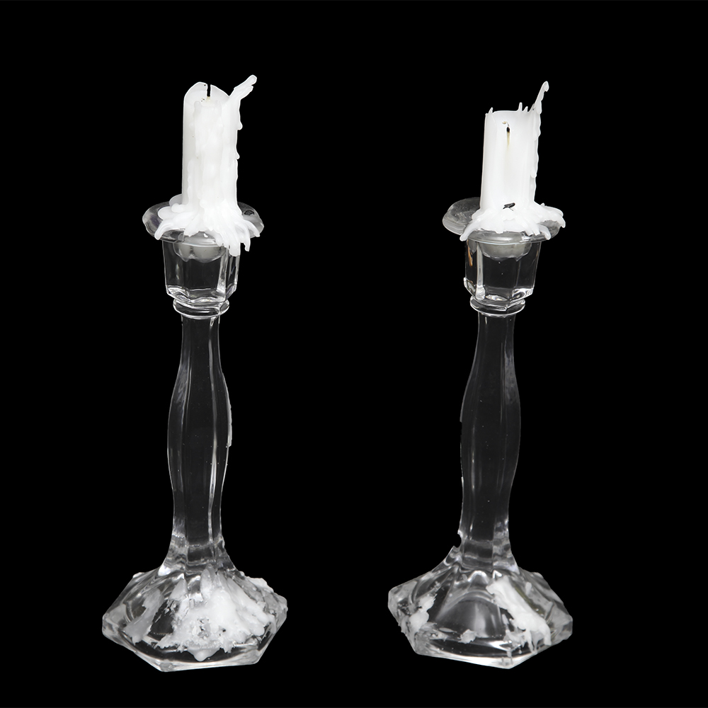 Pair of Glass Candleholders