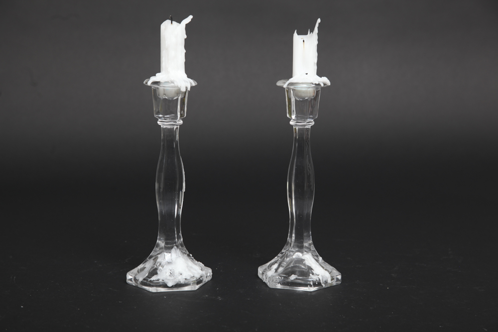 Pair of Glass Candleholders