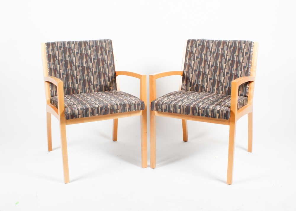 Pair of Vintage Upholstered Gunlocke Side Chairs