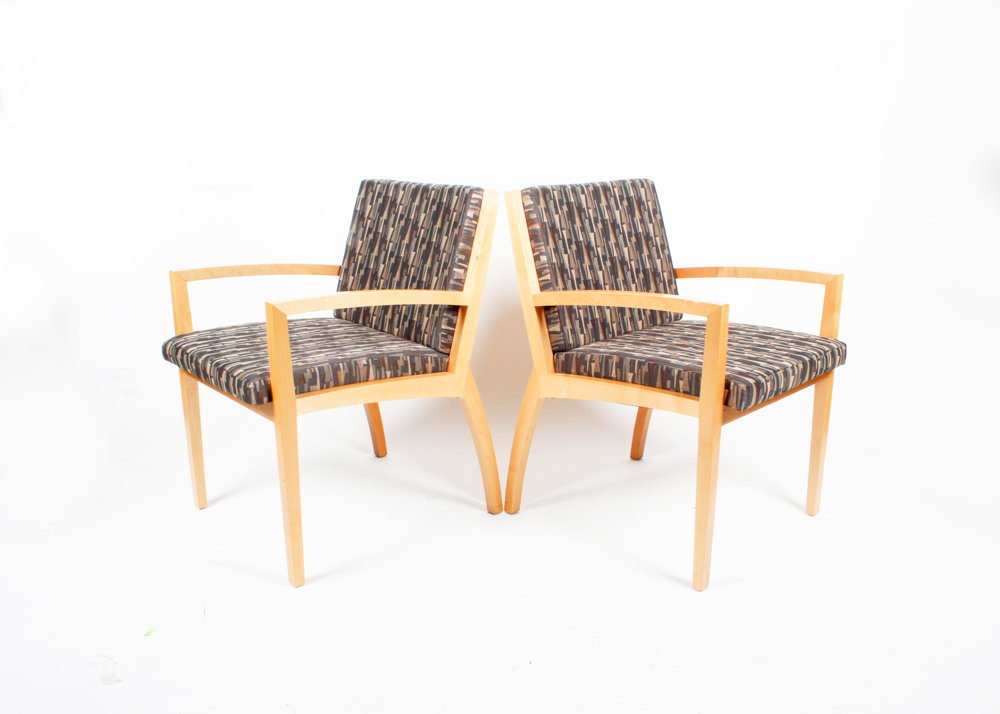 Pair of Vintage Upholstered Gunlocke Side Chairs