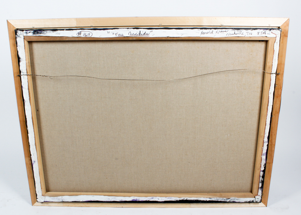 Harold Kraus "Two Orchids" Original Oil on Canvas