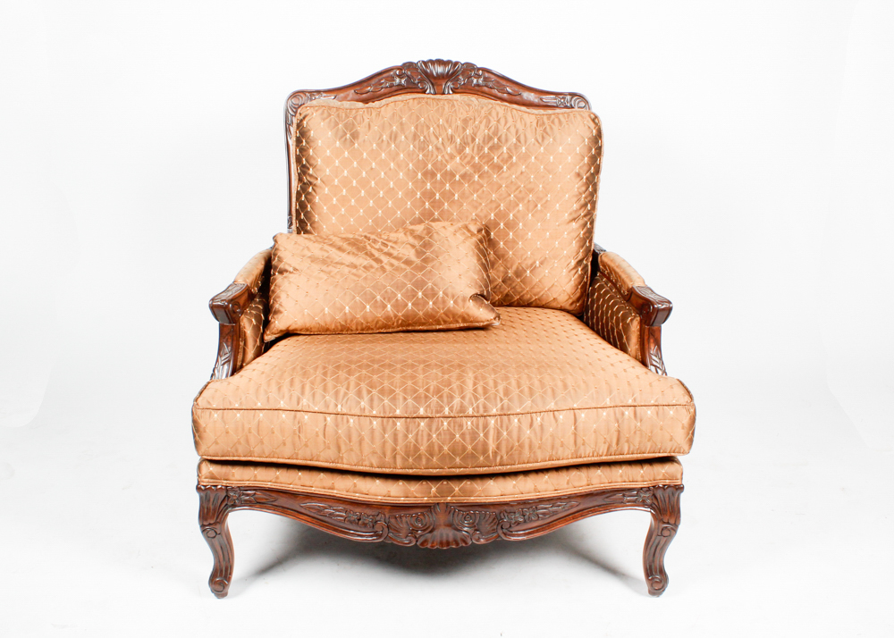 Louis XV Style Bergere, Upholstered in Copper Colored Materials