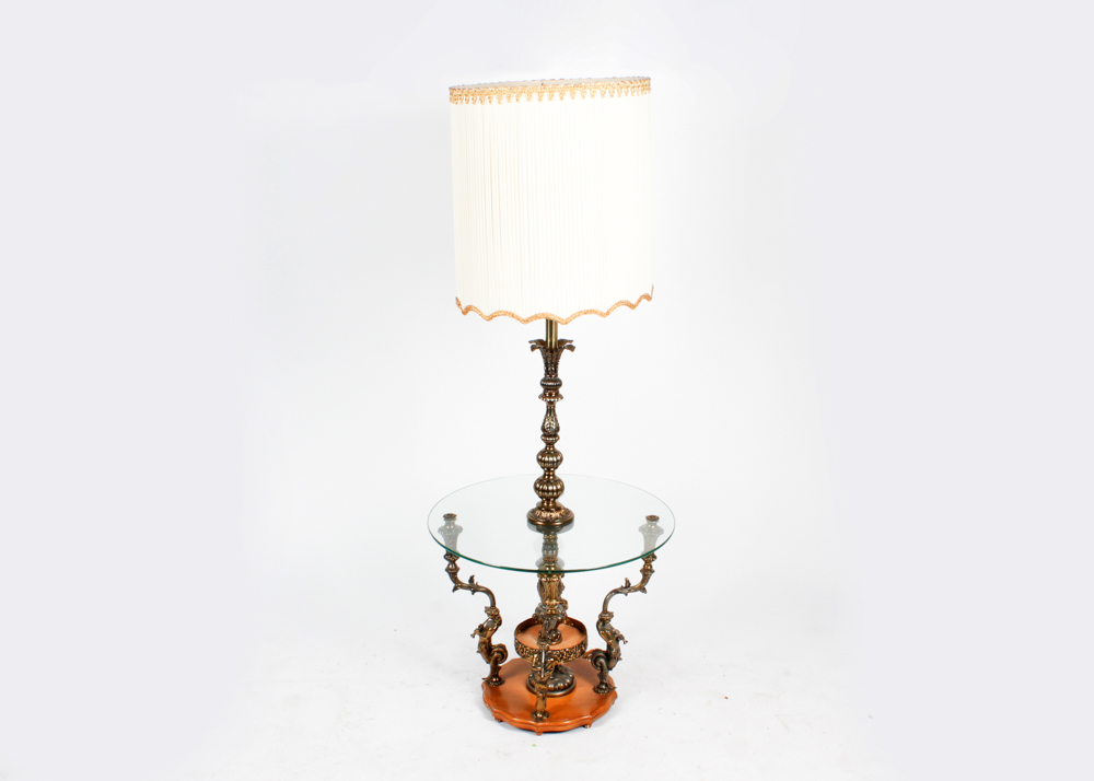 Considerable Dolphin Glass Top Lamp Table