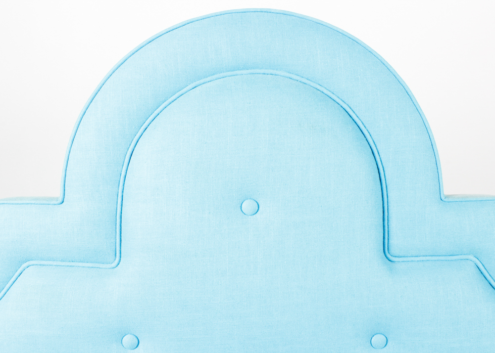 Considerable Blue Upholstered Headboard and Bed Rails