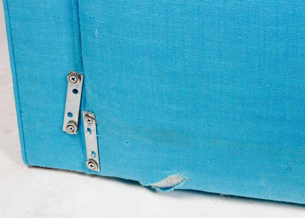 Considerable Blue Upholstered Headboard and Bed Rails