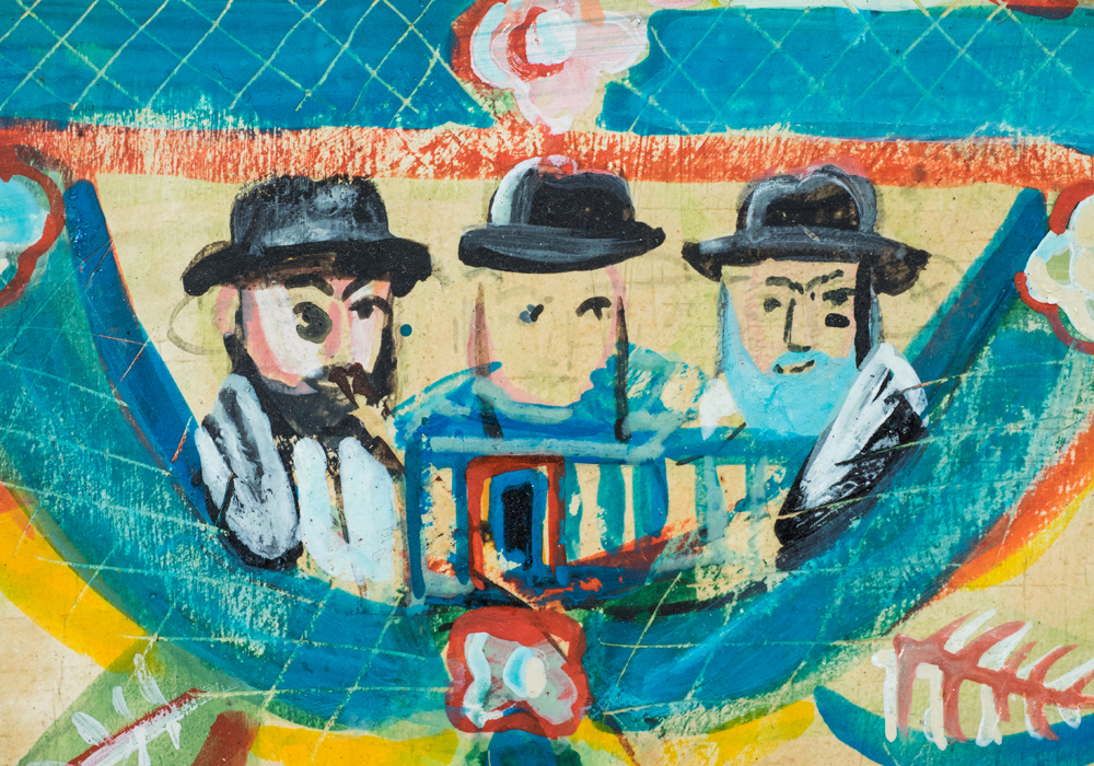 Original Leah Zarembo "Shabbat Shalom" Painting on Framed Wood