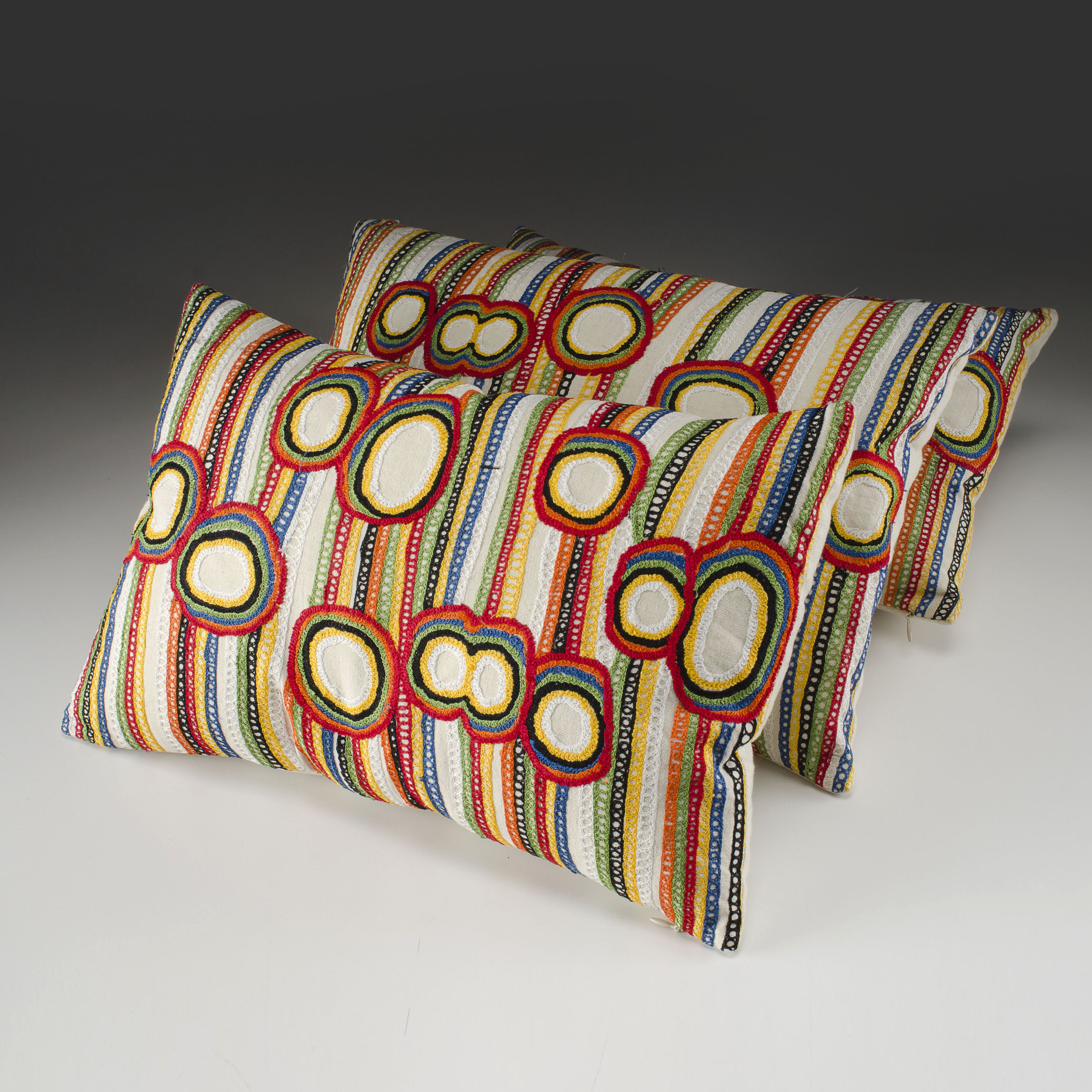 Three Crewel Needlework Decorator Pillows