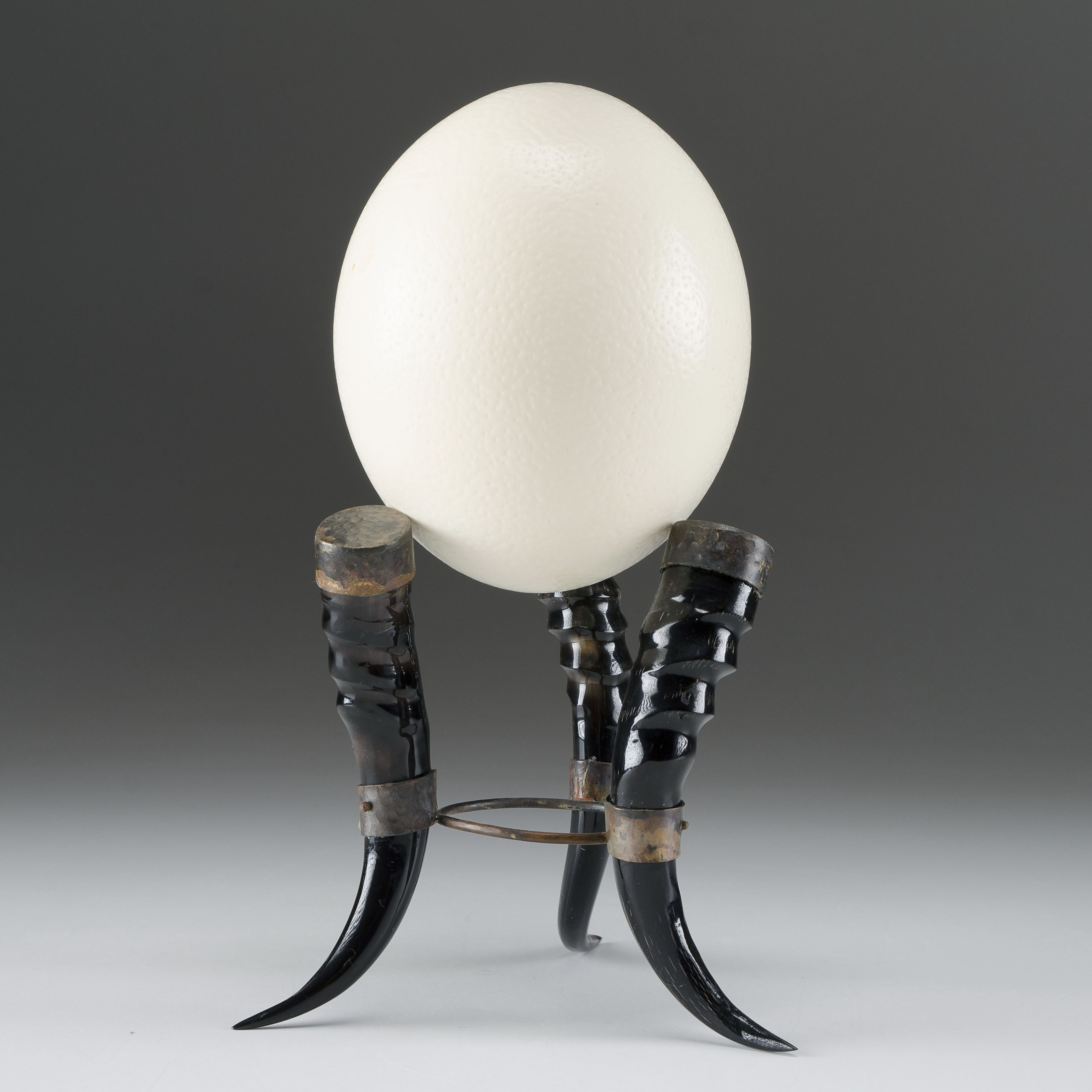 Ostrich Egg on Horn Stand