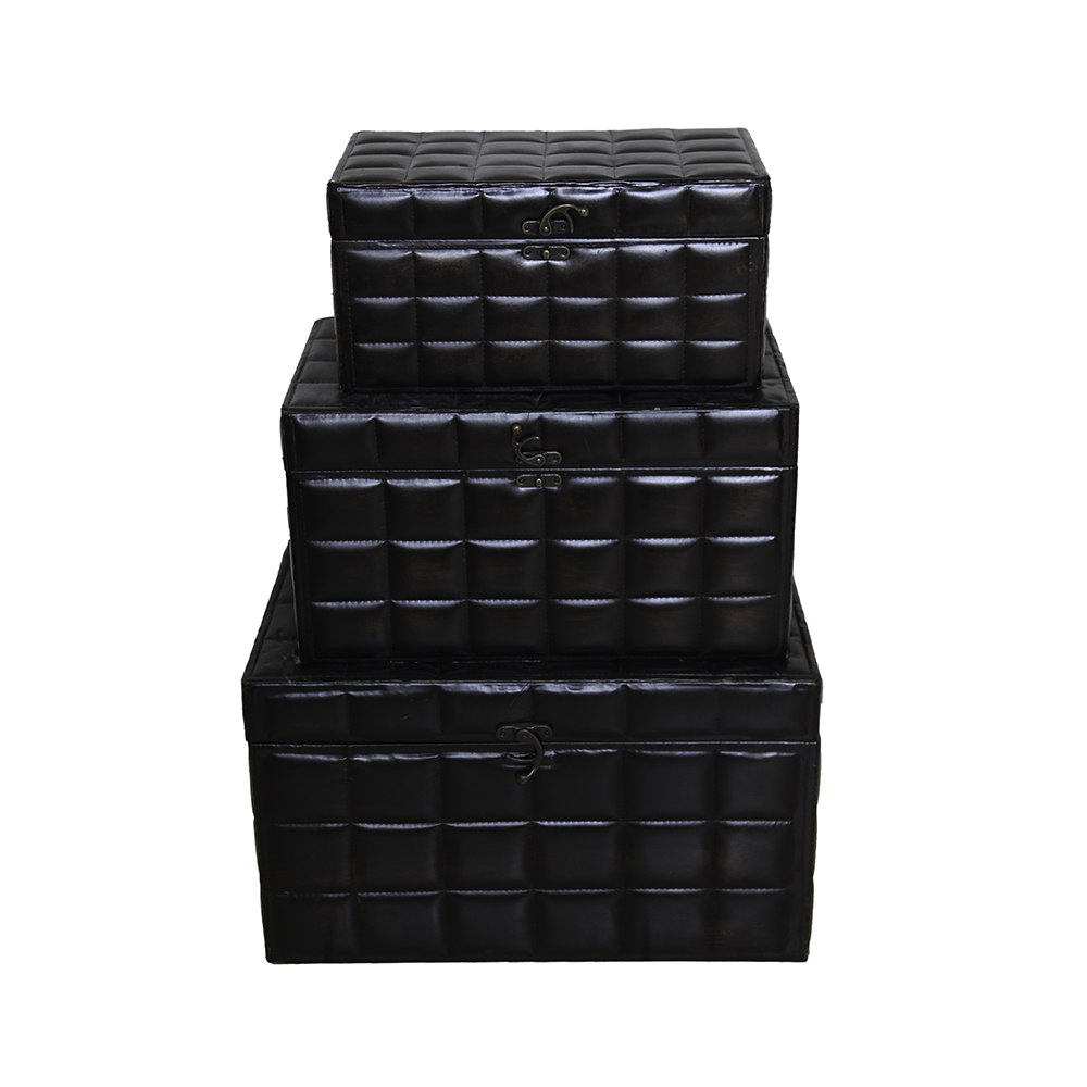 Leather-Textured Nesting Storage Chests