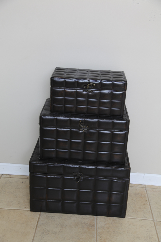 Leather-Textured Nesting Storage Chests