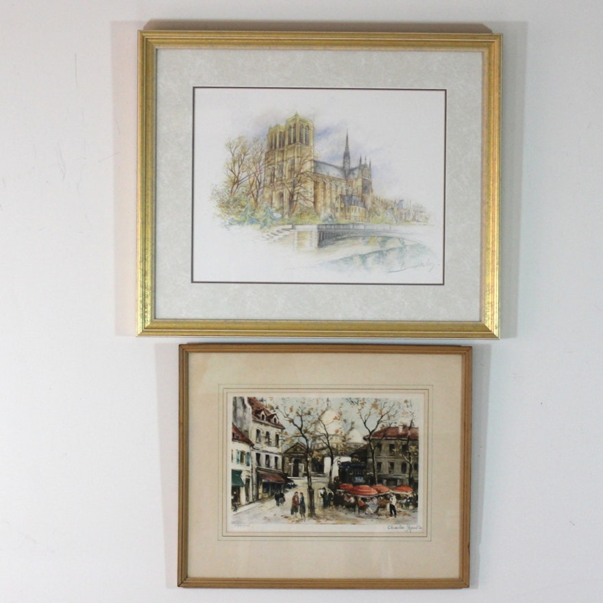 Two Framed Prints of Paris Including Charles Mondin