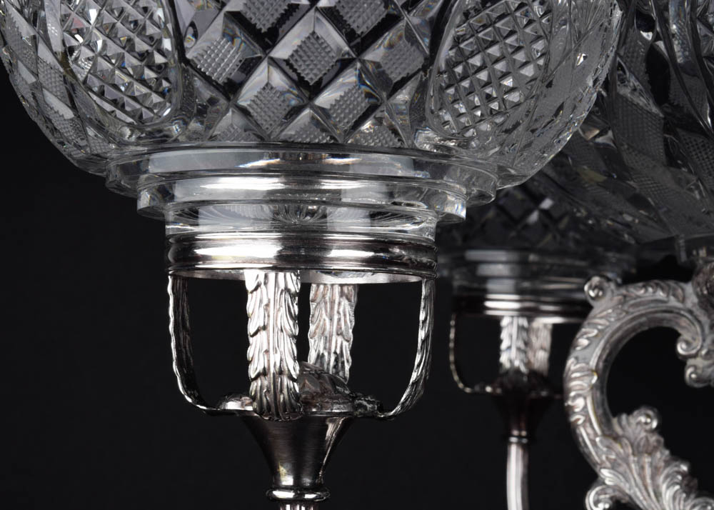 Antique Silver Plate and Cut Glass Epergne Serving Bowls on Stand