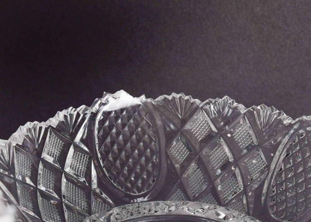 Antique Silver Plate and Cut Glass Epergne Serving Bowls on Stand