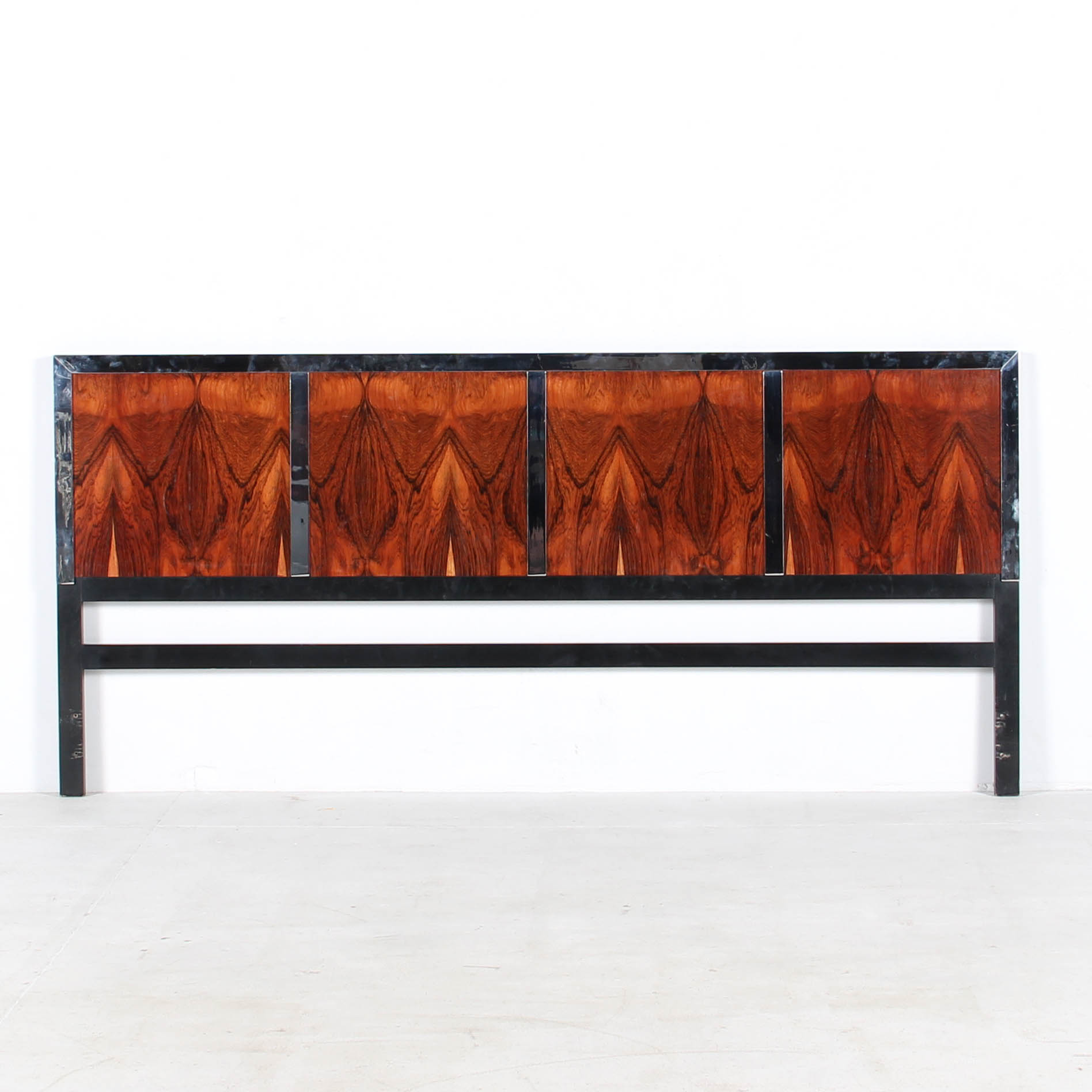 King Size Metal and Flame Mahogany Veneer Headboard