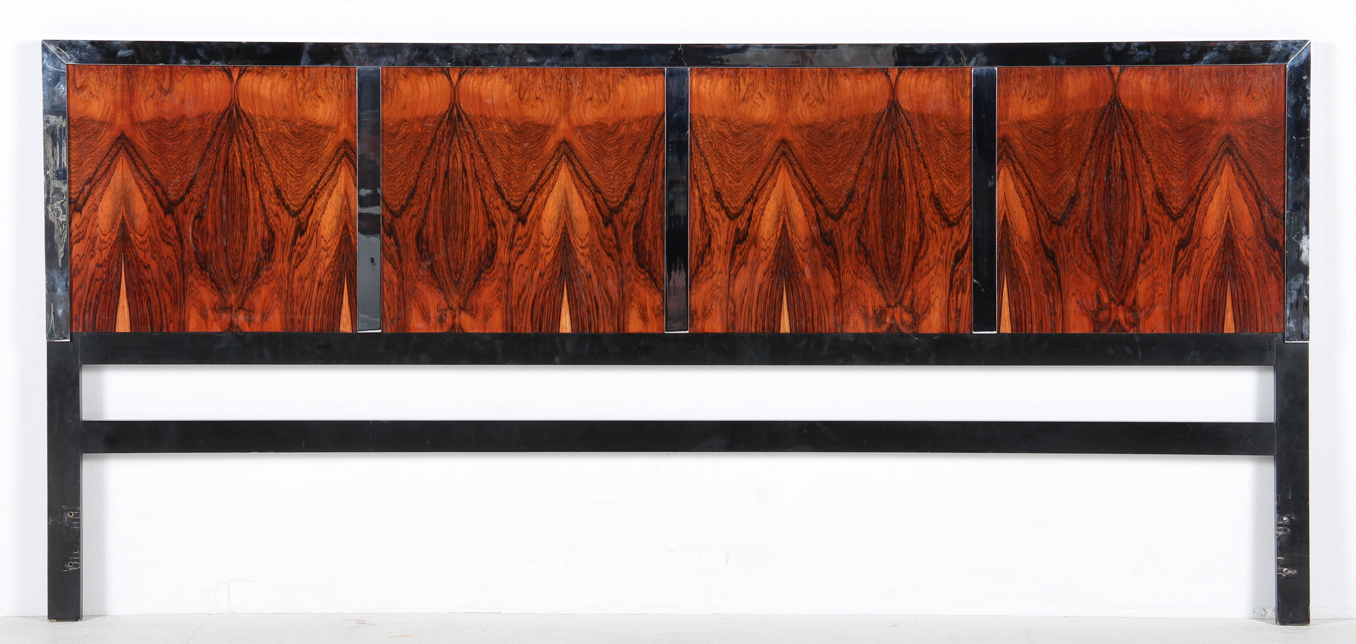 King Size Metal and Flame Mahogany Veneer Headboard