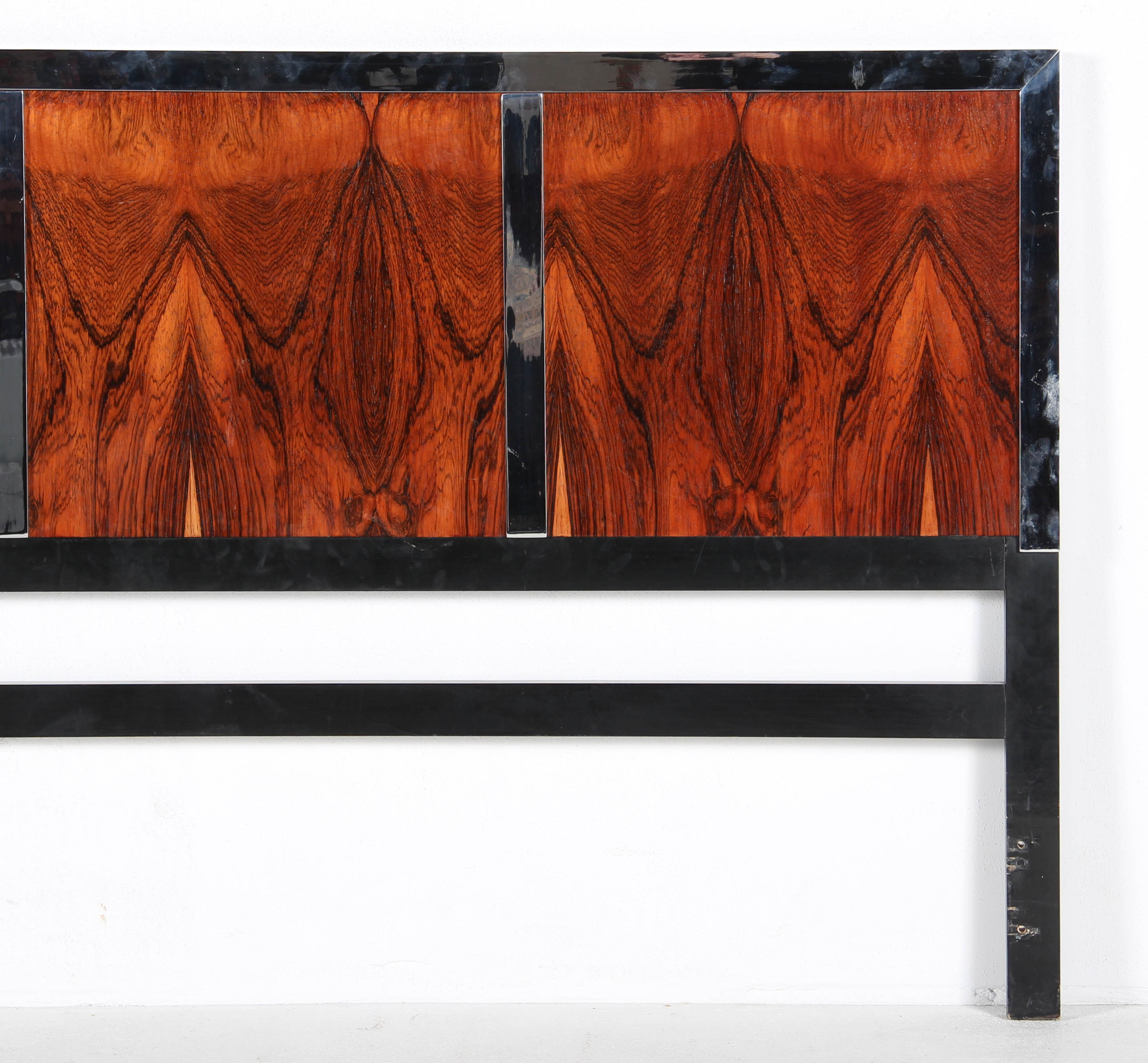 King Size Metal and Flame Mahogany Veneer Headboard