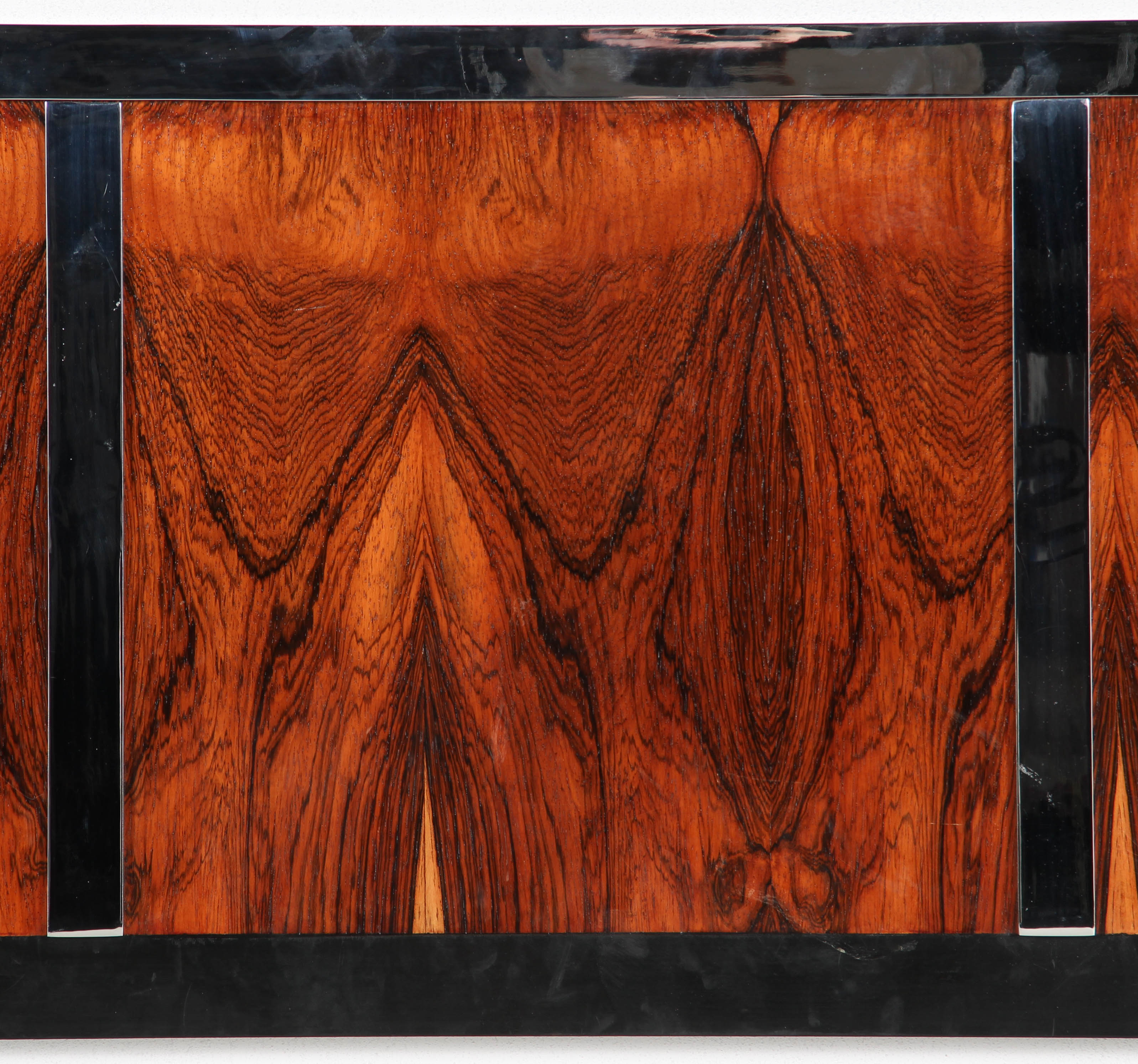 King Size Metal and Flame Mahogany Veneer Headboard