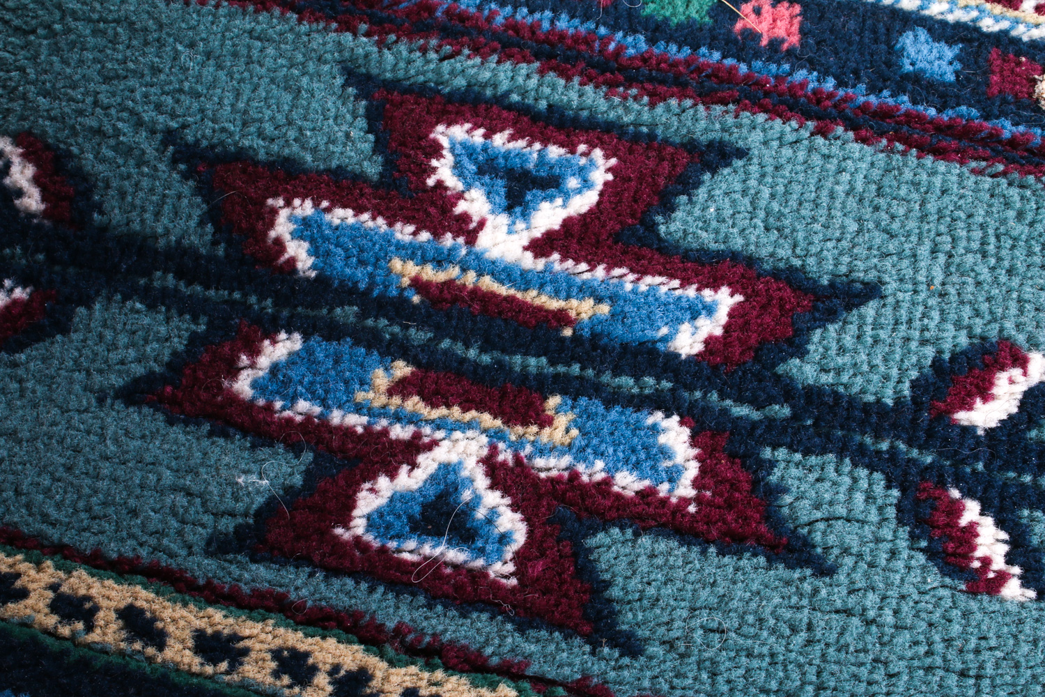 White Area Rug with Southwestern Motif