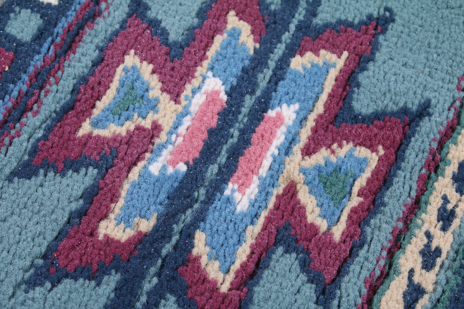 White Area Rug with Southwestern Motif