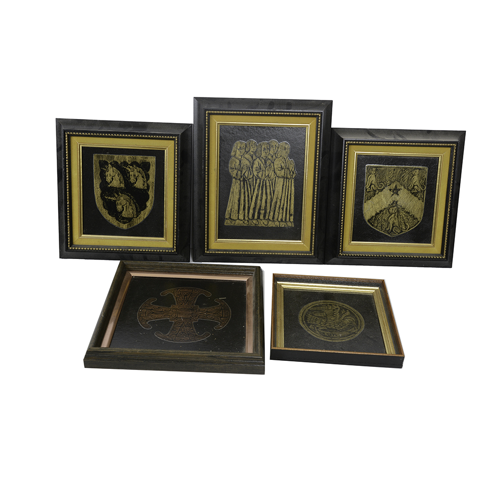 Collection of Framed, Etched Wall Decor