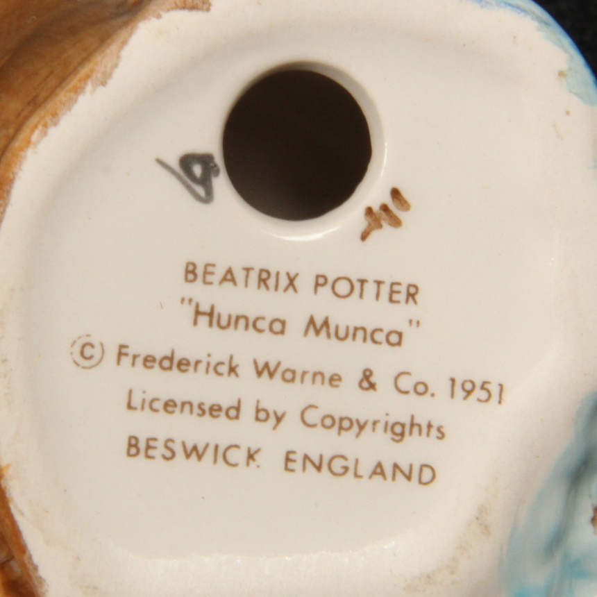 Pair of Beatrix Potter Figurines and Enamel Box